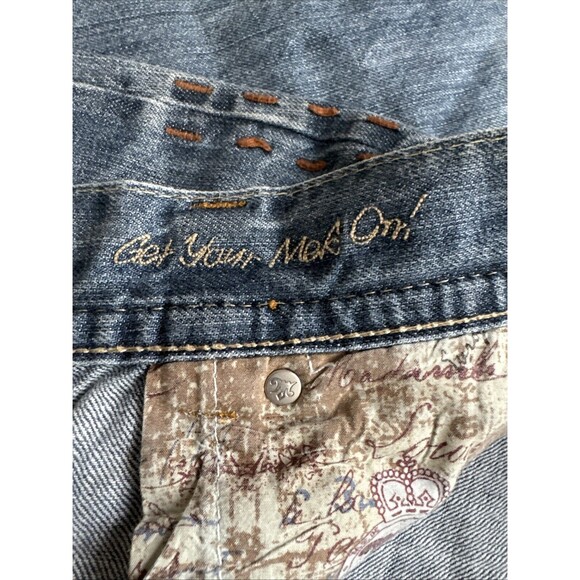 MEK Denim Jeans Boracay Bootcut Mens Distressed Embellished Medium Wash 32x32 - Picture 13 of 16